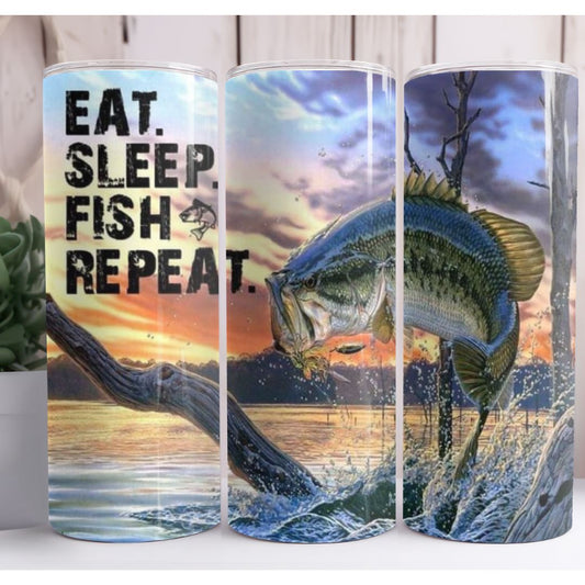 Eat Sleep Fish 20oz Skinny Tumbler