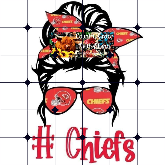 Chiefs Messy Bun Ready to Press Sublimation Transfer