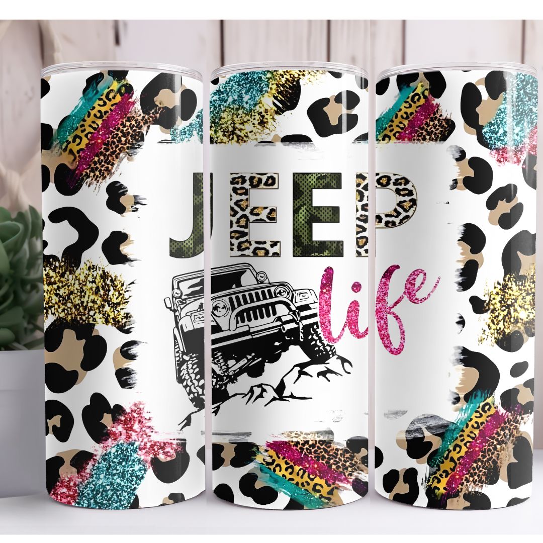 Animal Print Jeep Life 20oz Skinny Tumbler