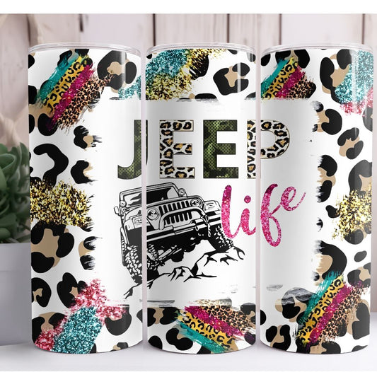 Animal Print Jeep Life 20oz Skinny Tumbler