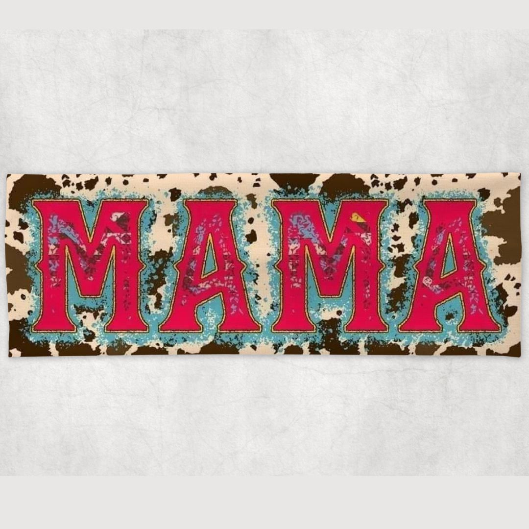 Mama Western Cow Print Yoga Headband
