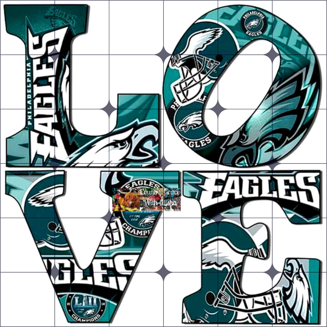 Eagles Love Football Ready to Press Sublimation Transfer