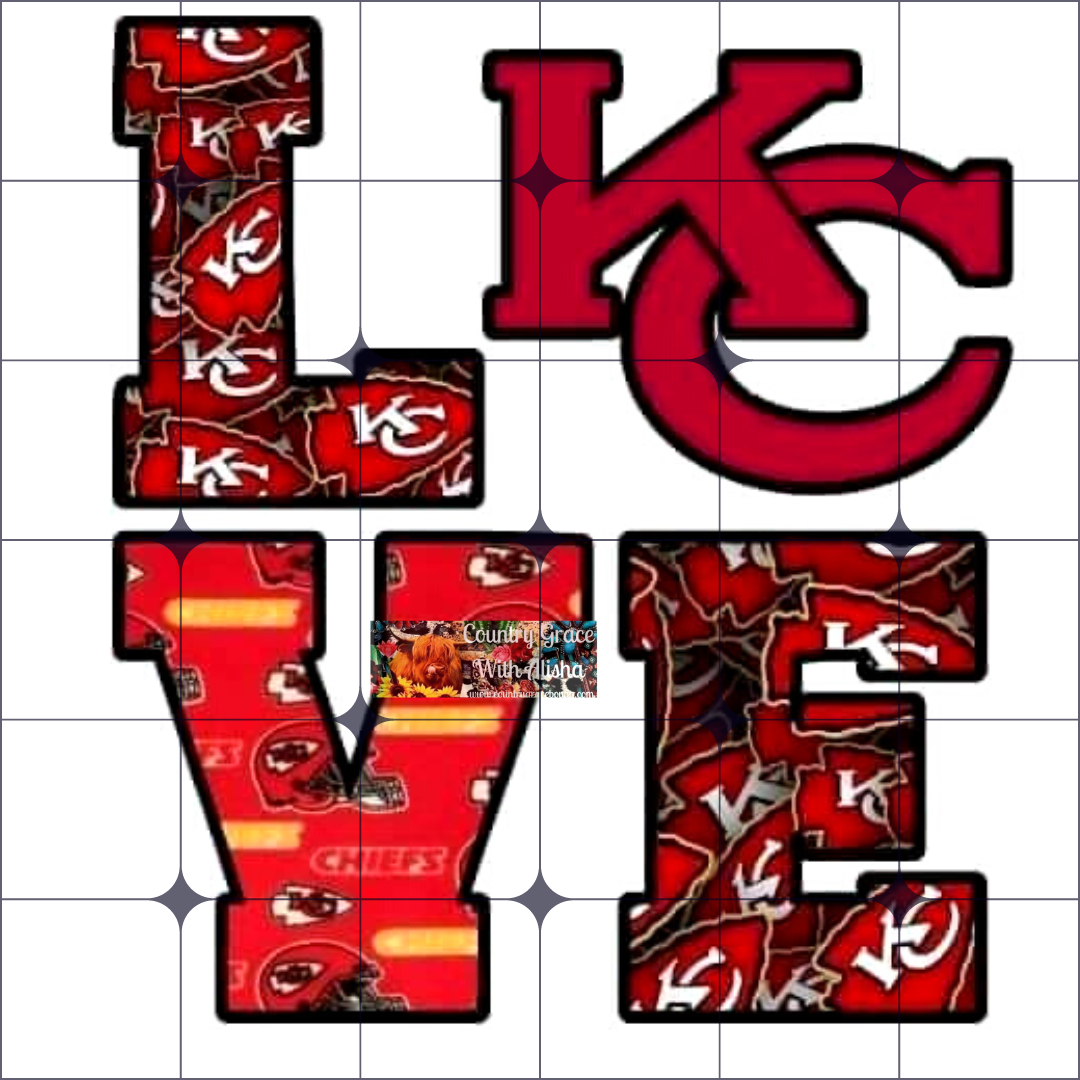 Love Chiefs Football Ready to Press Sublimation Transfer
