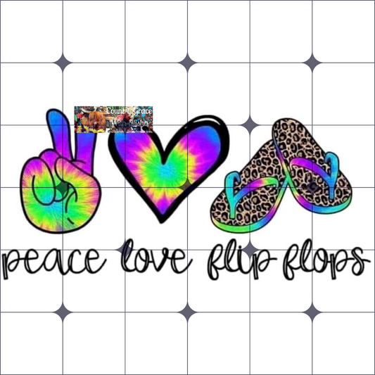 Peace Love Flip Flops Ready to Press Sublimation Transfer