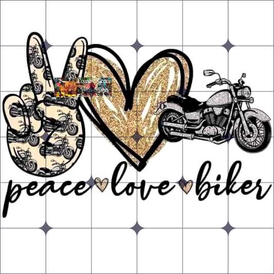 Peace Love Biker Ready to Press Sublimation Transfer