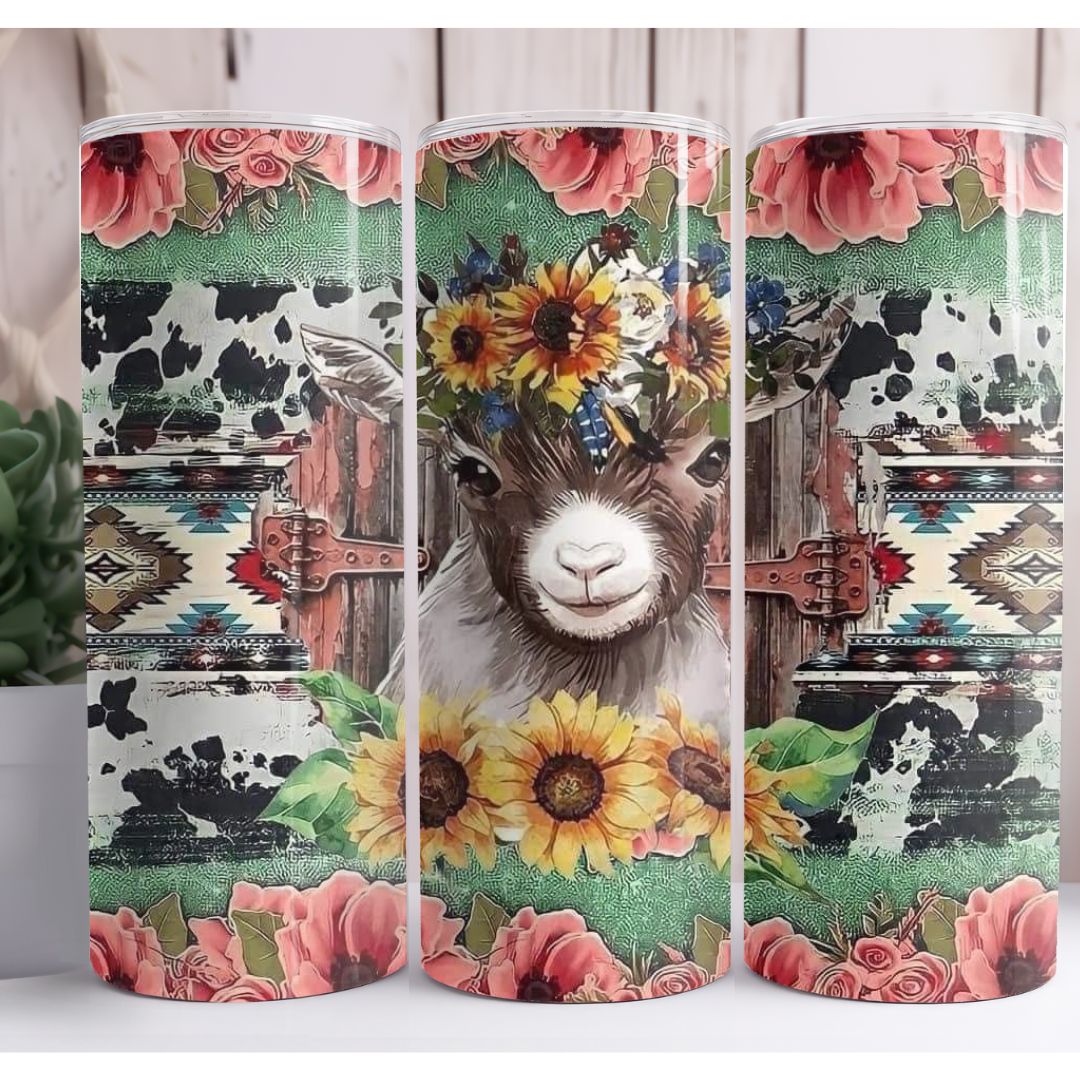 Baby Goat Floral 20oz Skinny Tumbler