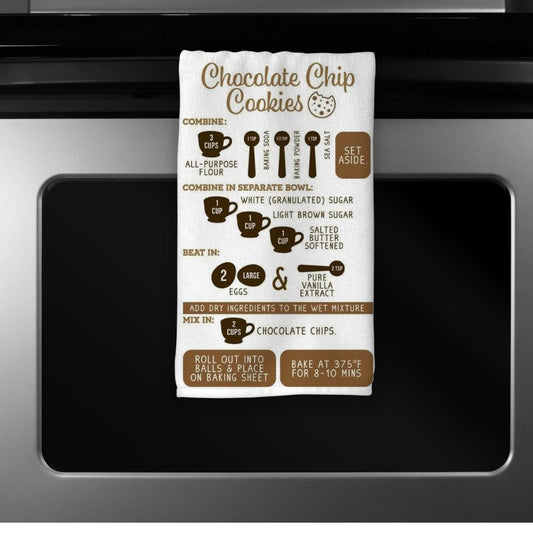 Chocolate Chip Cookie Recipe Microfiber Kitchen Dish Towel 16x24