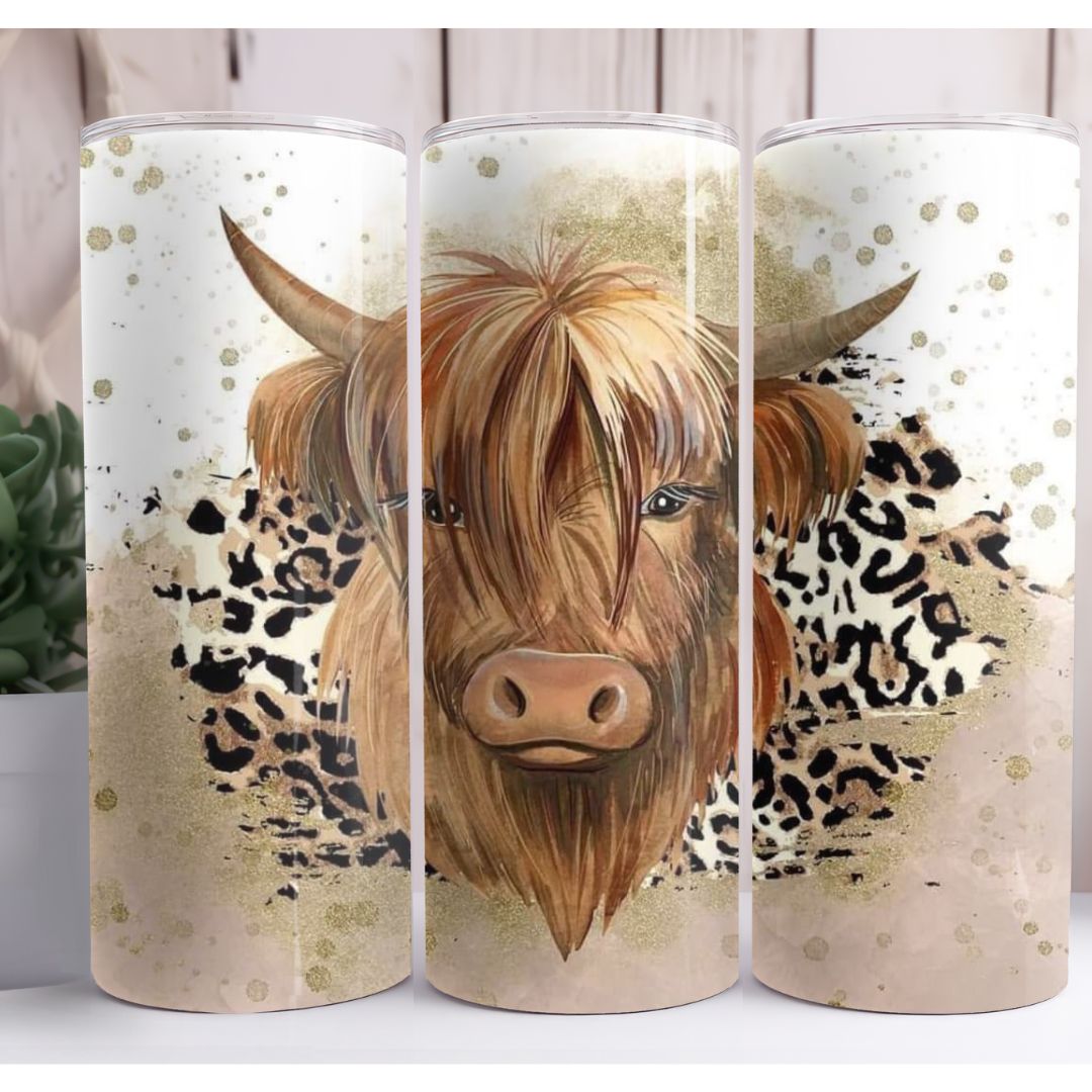 Highland Cow Animal Print 20oz Skinny Tumbler