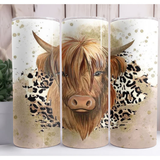 Highland Cow Animal Print 20oz Skinny Tumbler