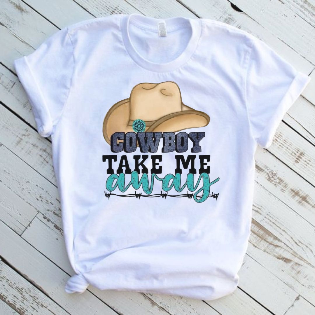 Cowboy Take Me Away Western Graphic Tee Shirt