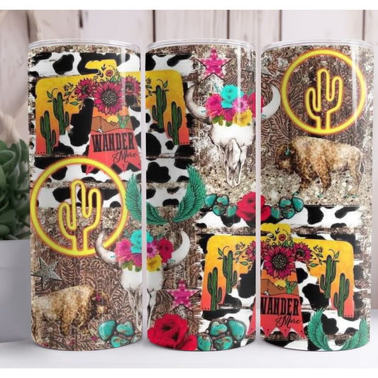 Western Collage Custom 20oz Skinny Tumbler