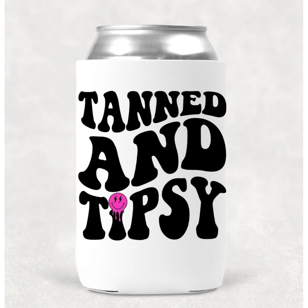 Tanned And Tipsy Can Cooler Drink Holder Koozie