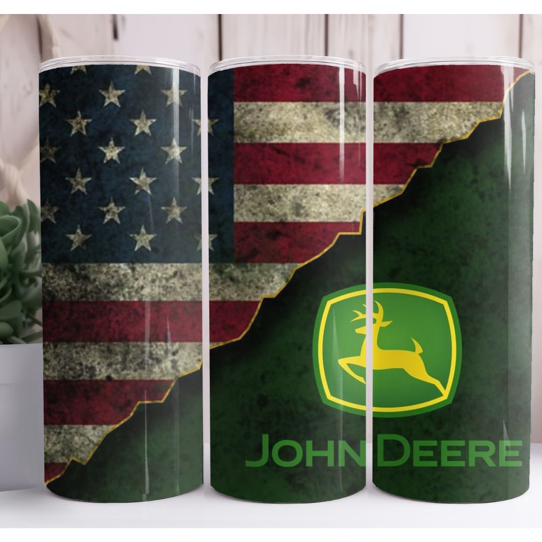 John Deere Flag 20oz Skinny Tumbler