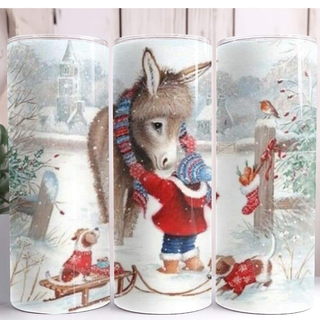 Christmas Donkey 20oz Skinny Tumbler
