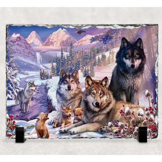 Winter Wolf Photo Rock Slate