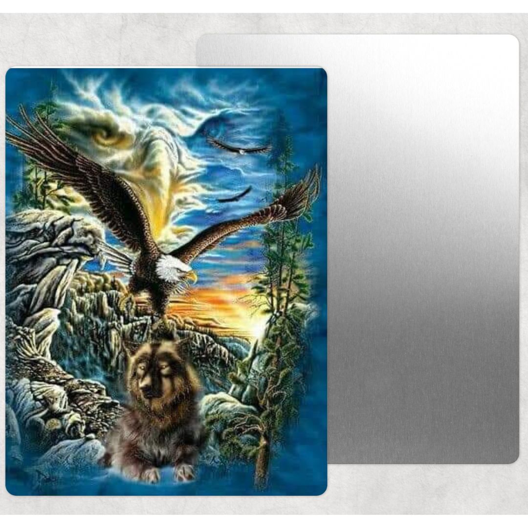 Eagle Wolf Native Metal Sign