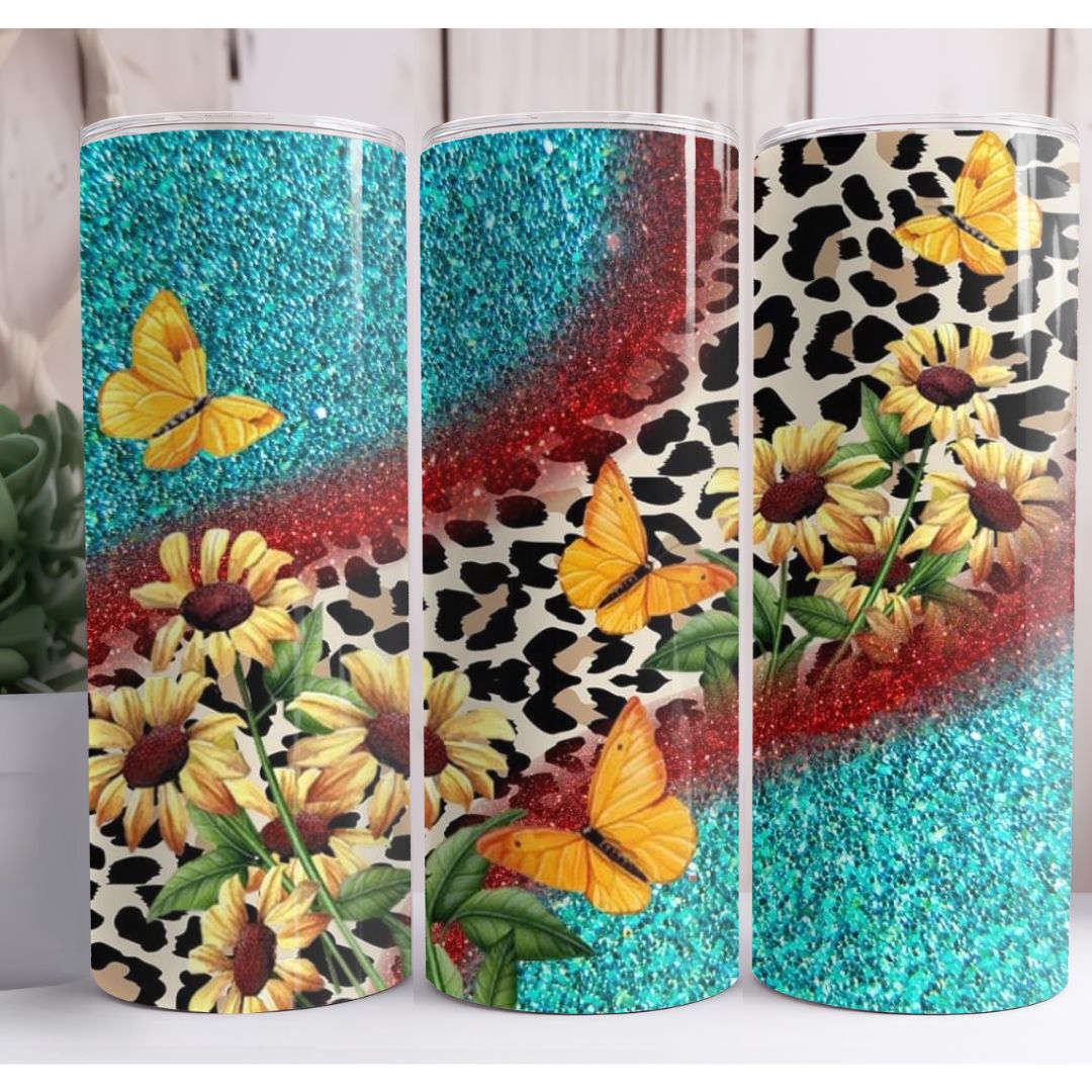 Animal Print Butterfly Custom 20oz Skinny Tumbler