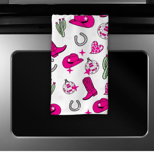 Cowgirl Hat Boots Western Microfiber Kitchen Dish Towel 16x24