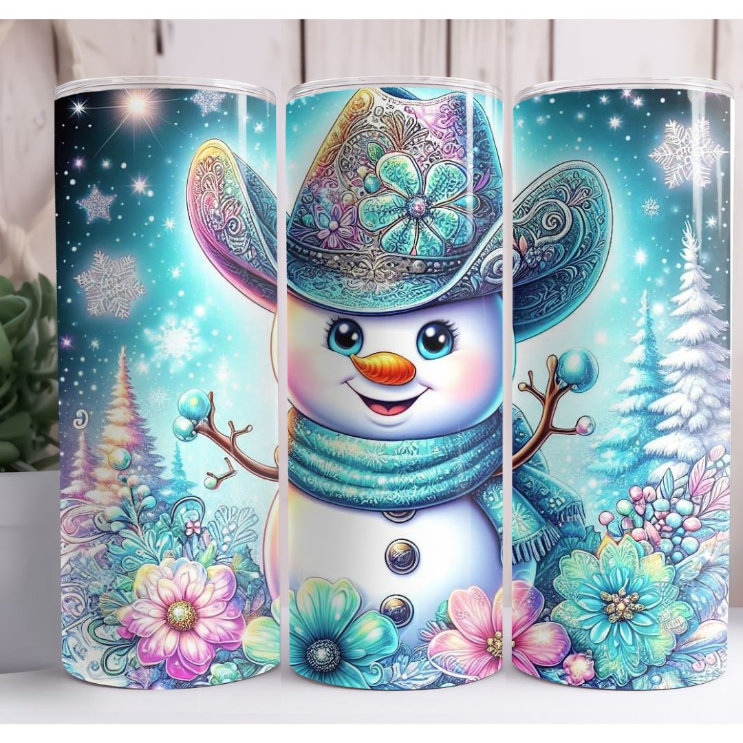 Cowboy Snowman 20oz Skinny Tumbler