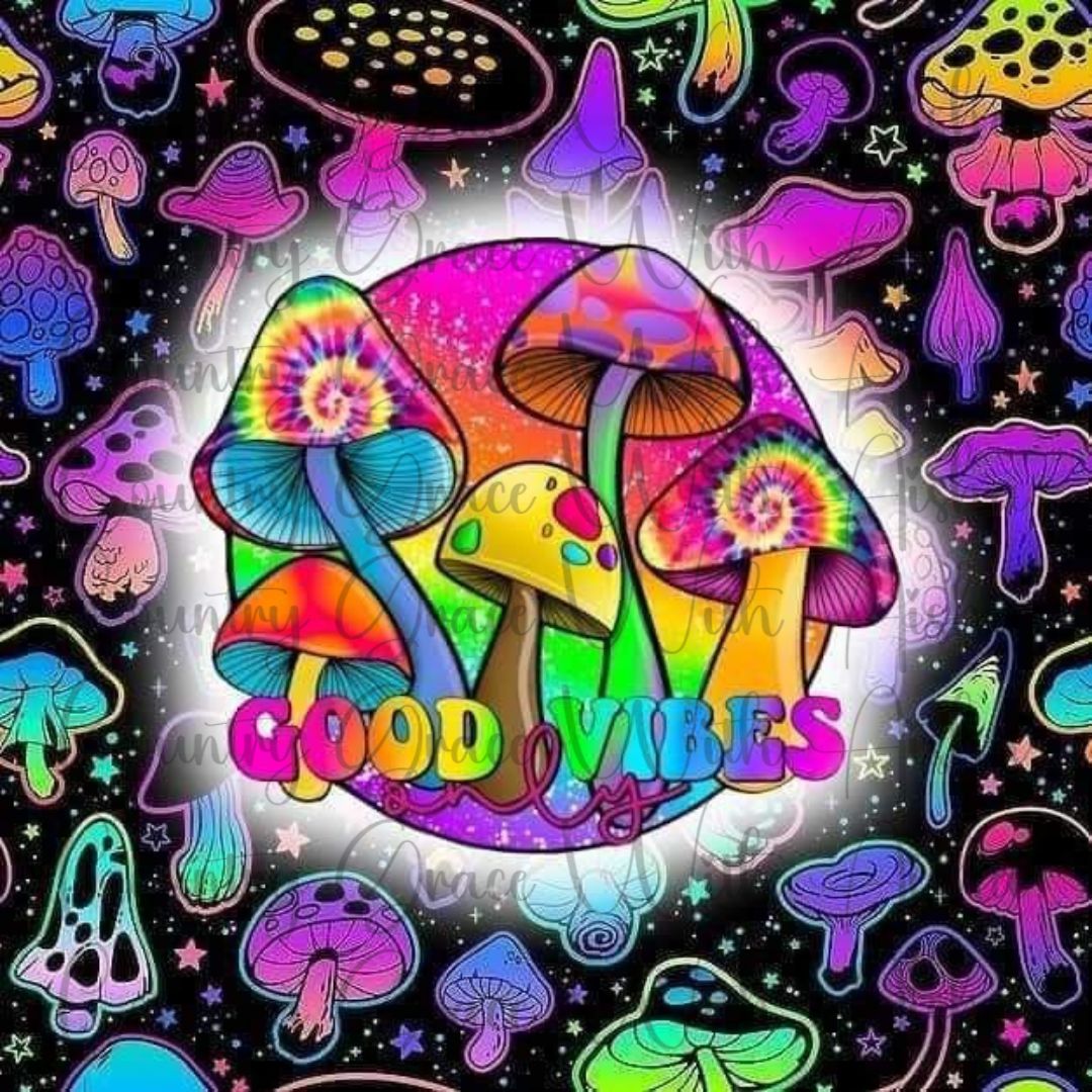 Neon Mushrooms 20oz Skinny Tumbler Sublimation Wrap