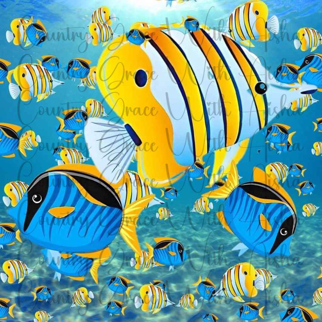 Fish Under The Sea 20oz Skinny Tumbler Sublimation Wrap