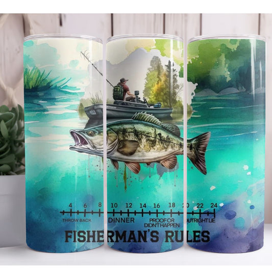 Fishermens Rules 20oz Skinny Tumbler