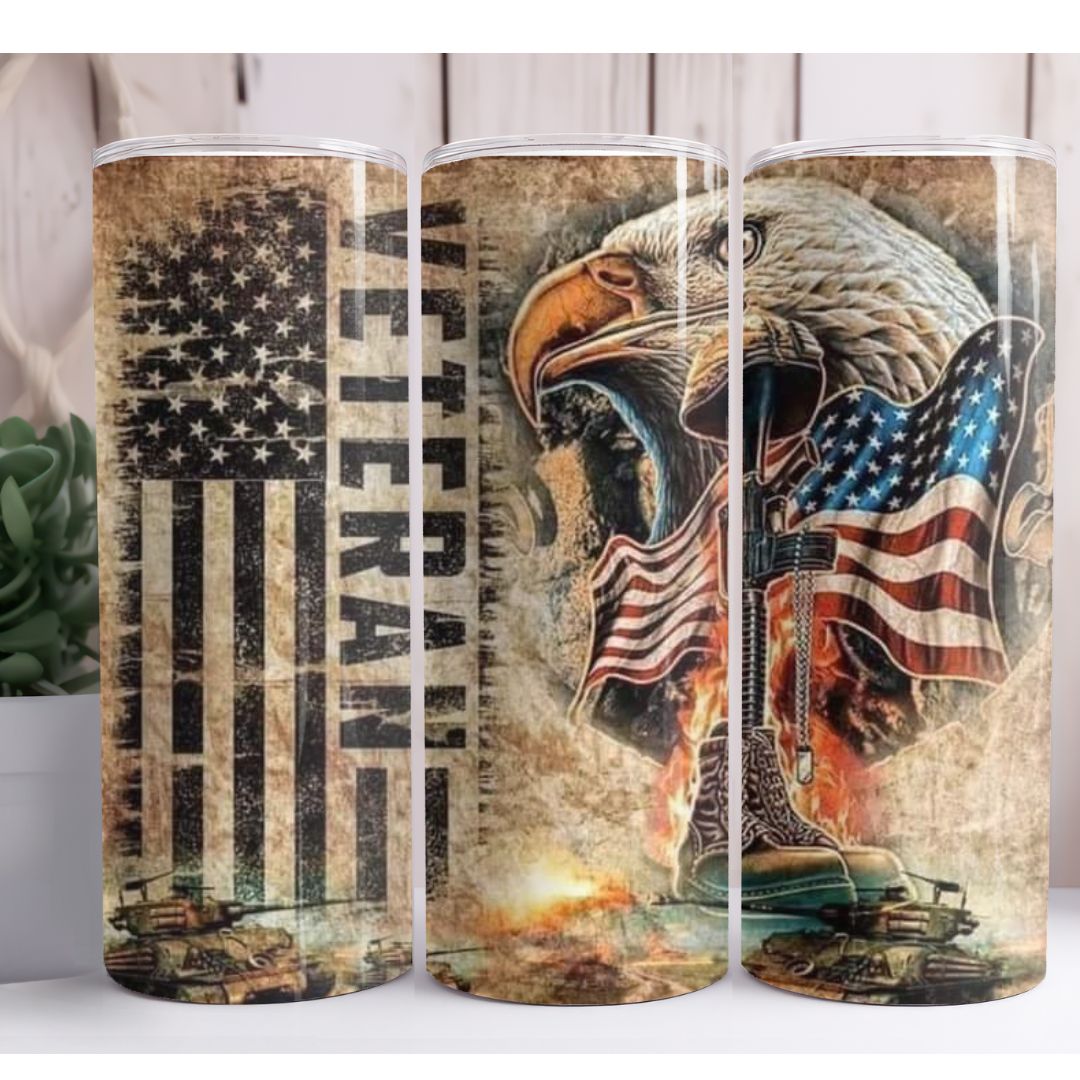 Veteran Eagle Flag 20oz Skinny Tumbler