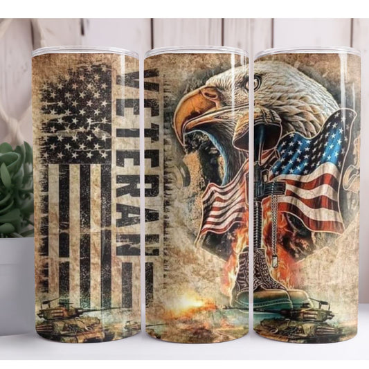 Veteran Eagle Flag 20oz Skinny Tumbler