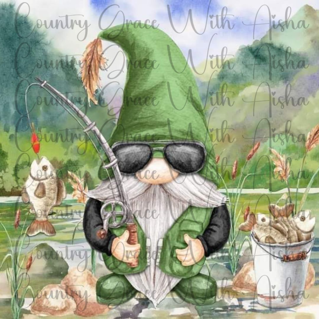 Fishing Gnome 20oz Skinny Tumbler Sublimation Wrap