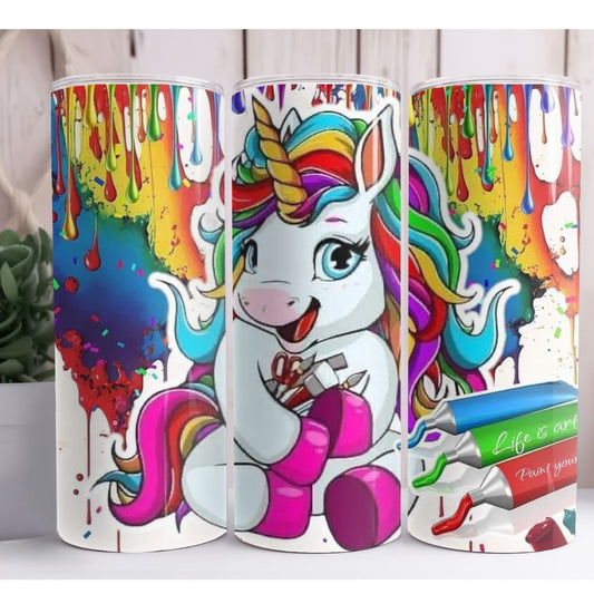Unicorn Paint 20oz Skinny Tumbler