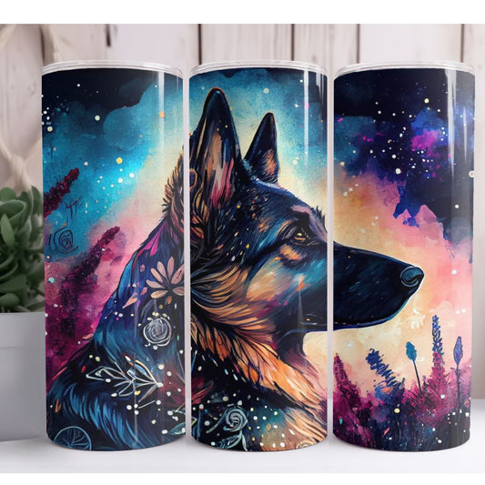 German Shepherd Watercolor 20oz Skinny Tumbler