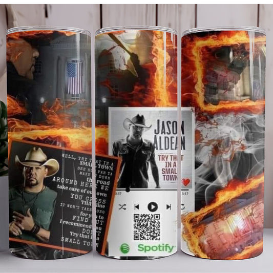 Jason Aldean Fire 20oz Skinny Tumbler