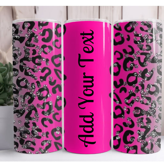 Pink Animal Print Personalized Name 20oz Skinny Tumbler