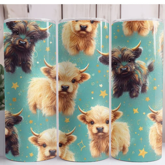 Baby Highland Cow Green 20oz Skinny Tumbler