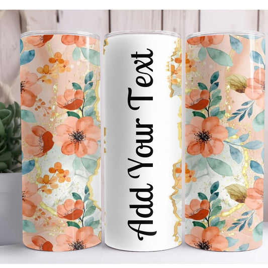 Floral Orange Personalized 20oz Skinny Tumbler