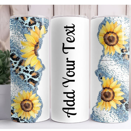 Sunflower Animal Print Personalized 20oz Skinny Tumbler