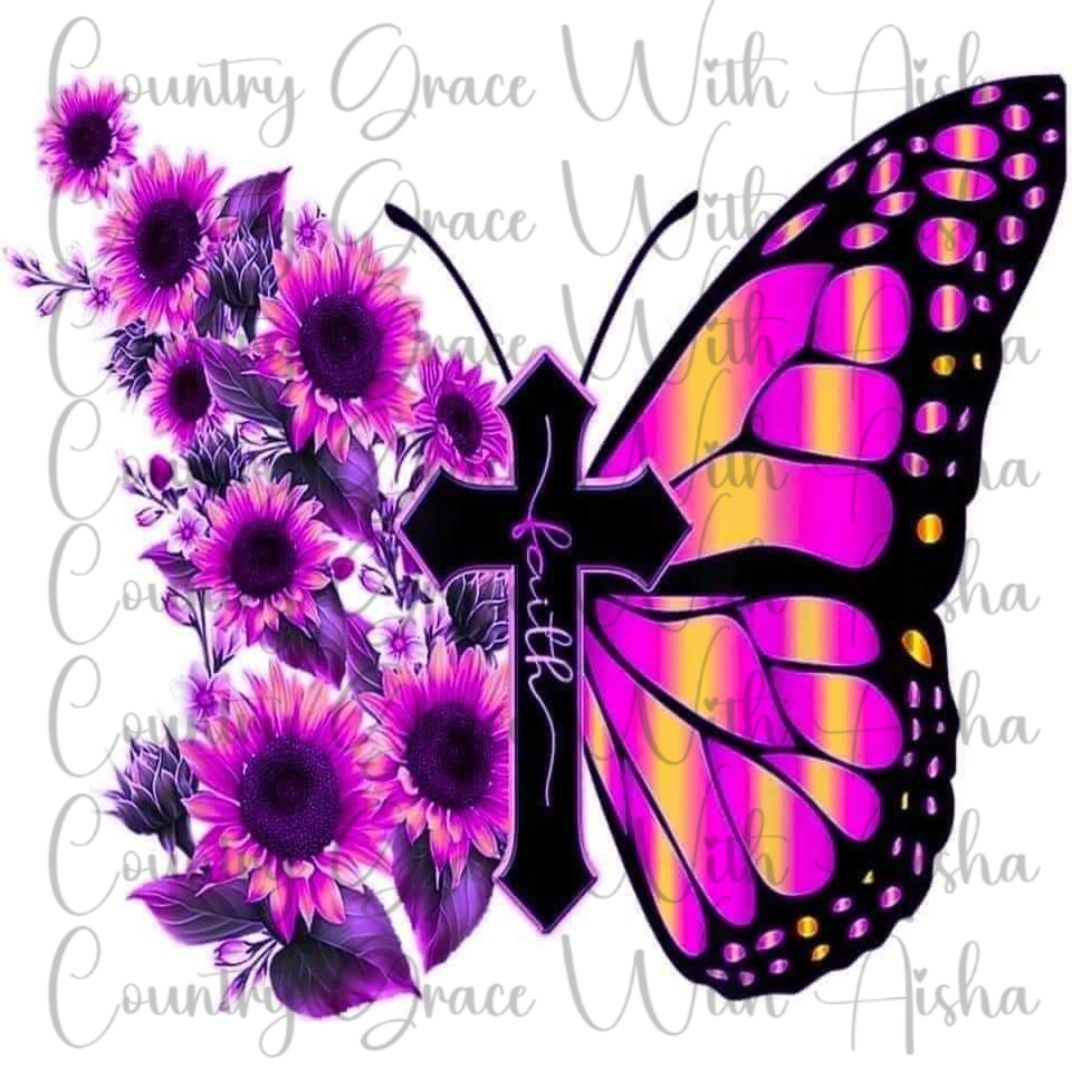 Faith Butterfly Ready to Press Sublimation Transfer