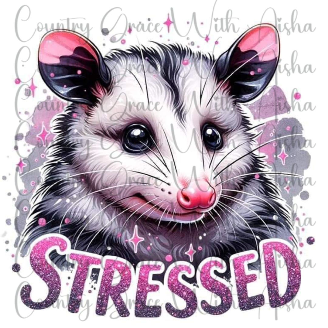 Stressed Opossum Ready to Press Sublimation Transfer