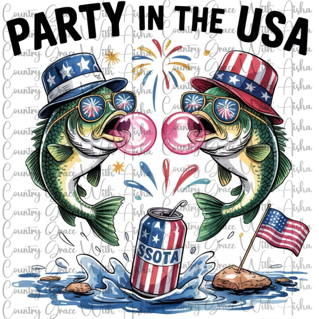 Party In The USA Fish Ready to Press Sublimation Transfer