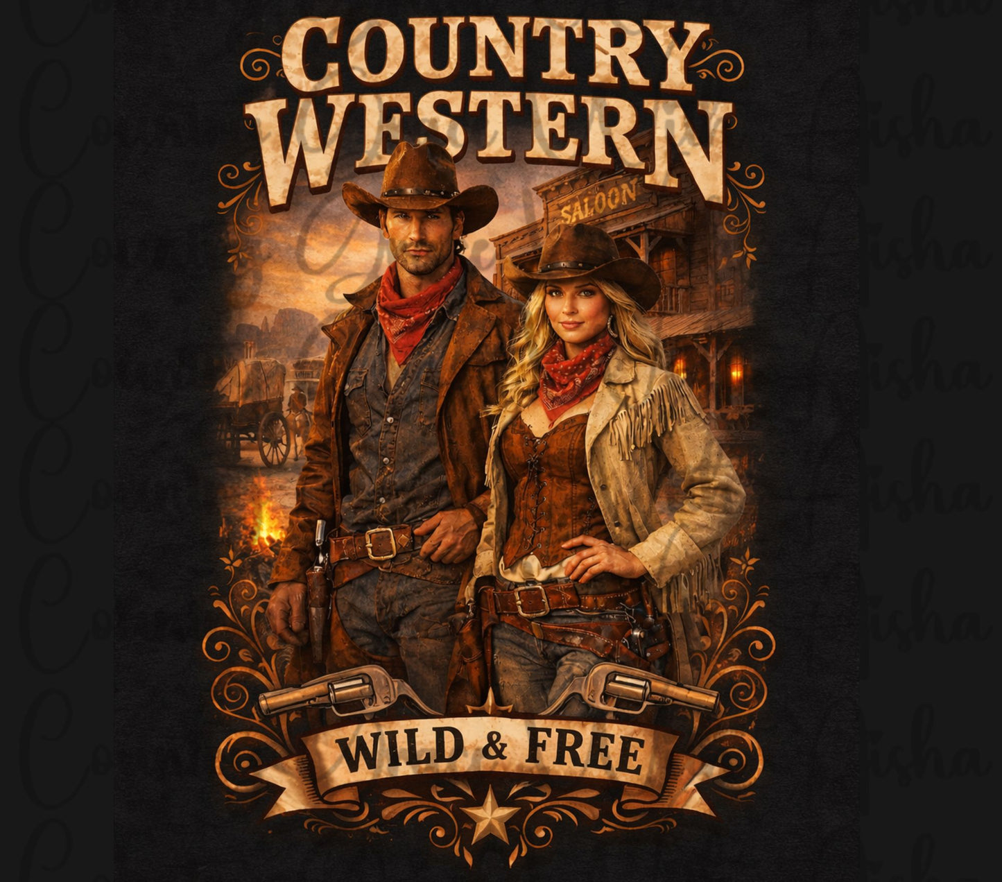 Country Western 20oz Skinny Tumbler Sublimation Wrap