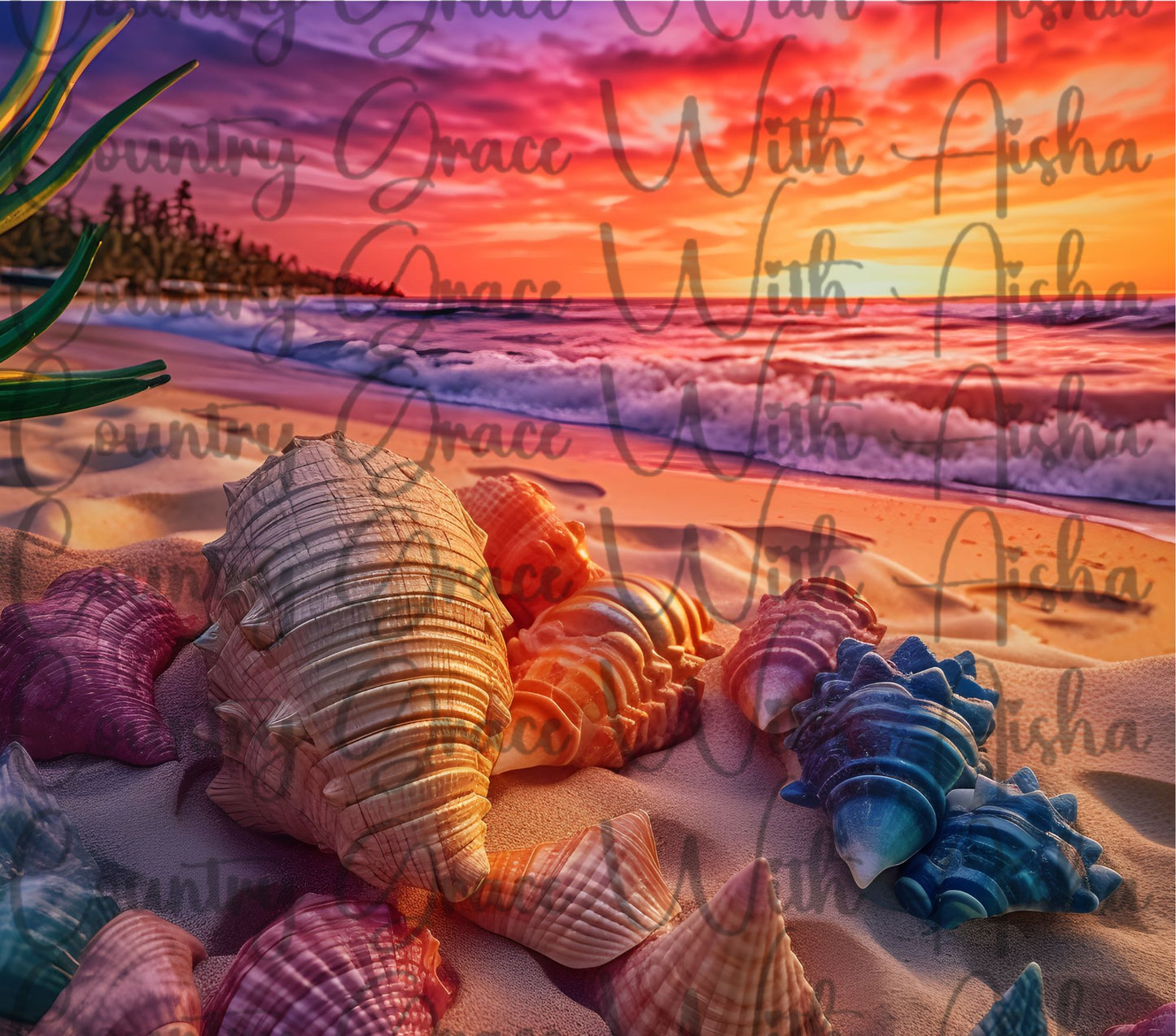 Beach Sea Shells 20oz Skinny Tumbler Sublimation PNG