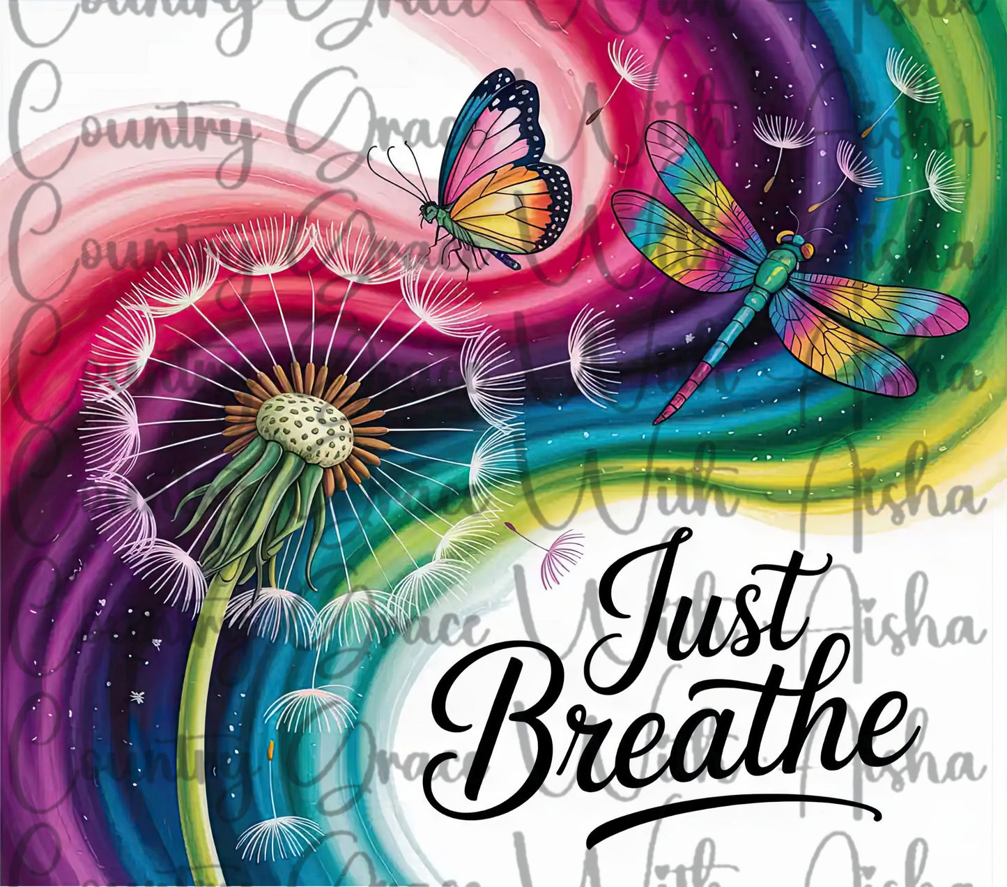 Just Breathe 20oz Skinny Tumbler Sublimation PNG