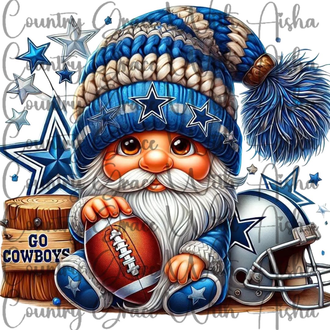 Cowboys Football Gnome Ready to Press Sublimation Transfer