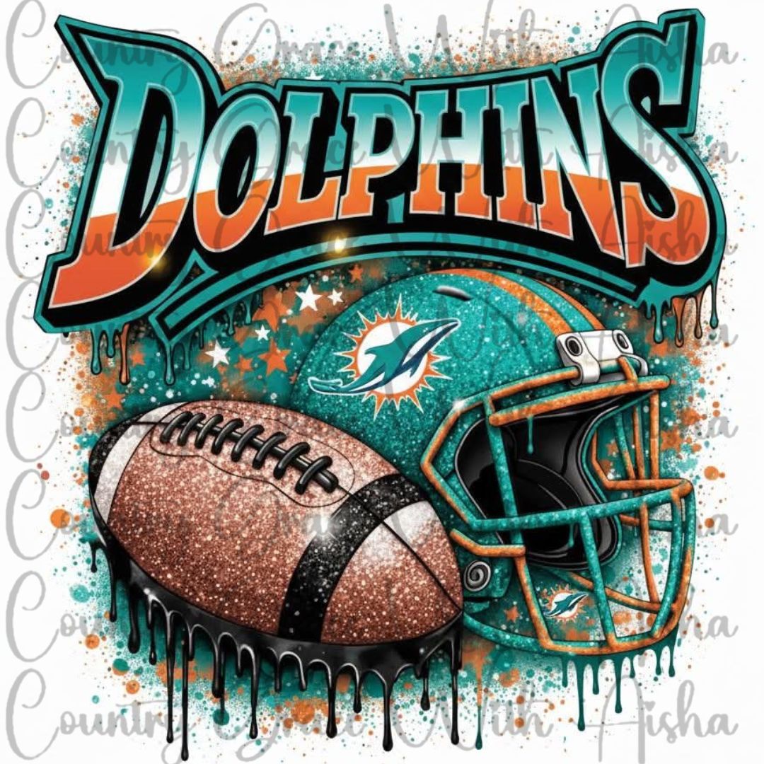 Dolphins Football Ready to Press Sublimation Transfer