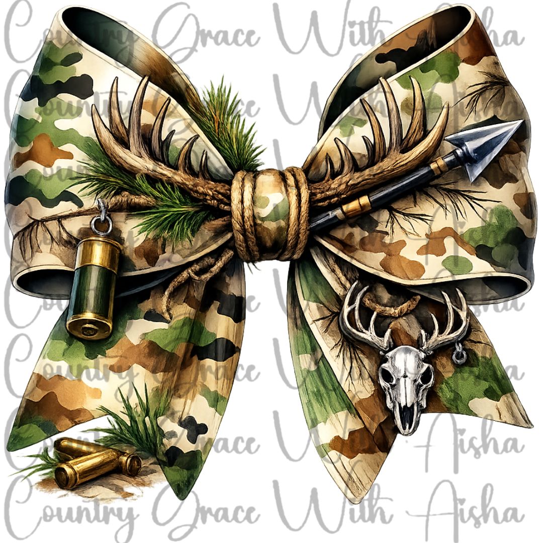 Camo Bow Ready to Press Sublimation Transfer