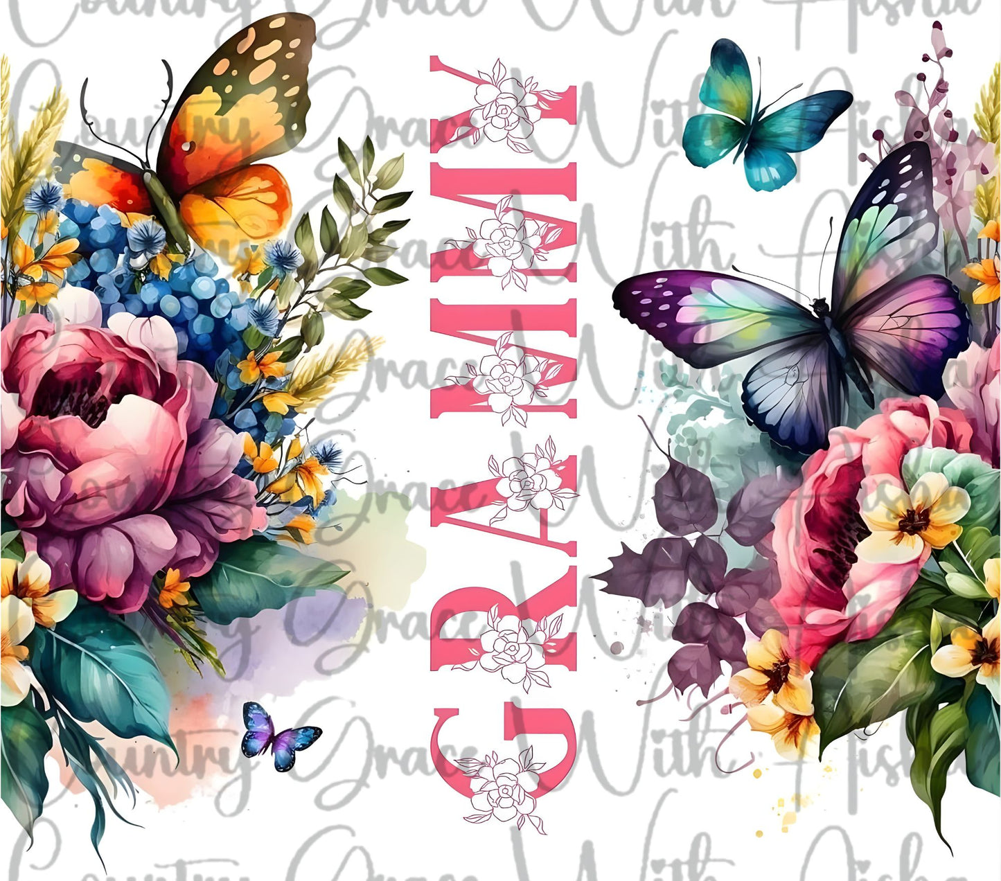 Grammy Floral 20oz Skinny Tumbler Sublimation Transfer Wrap
