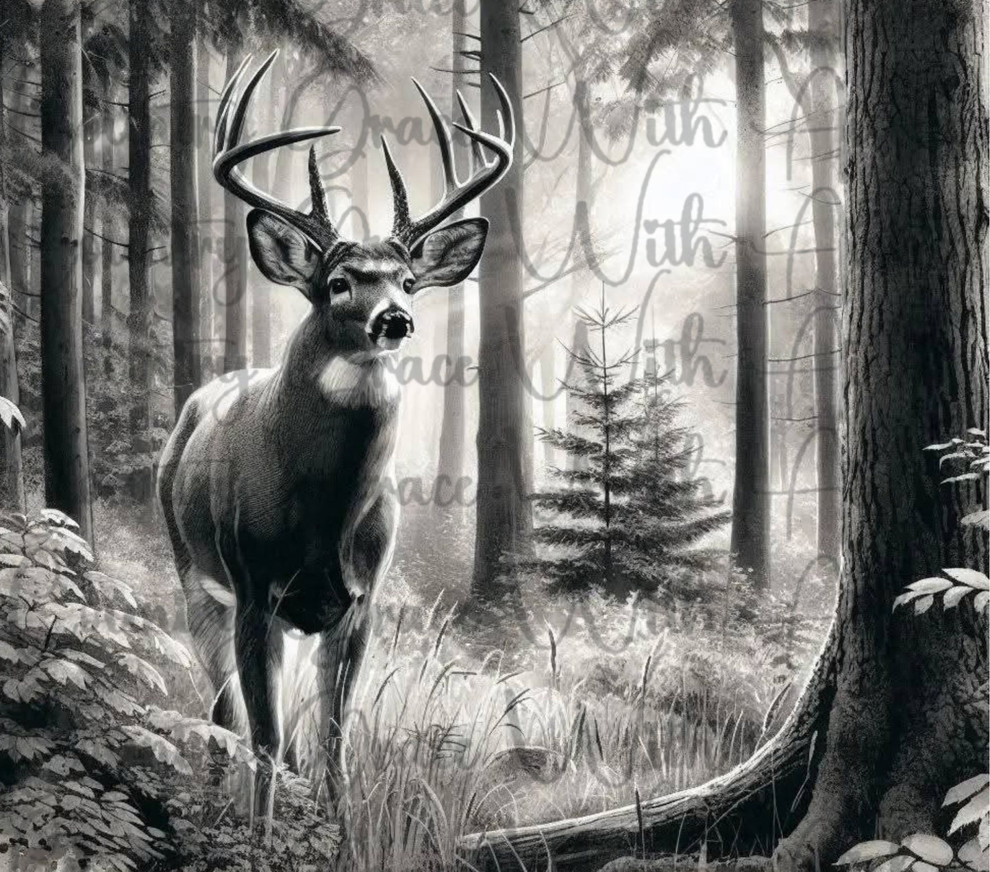 Deer Woodland 20oz Skinny Tumbler Sublimation Transfer Wrap