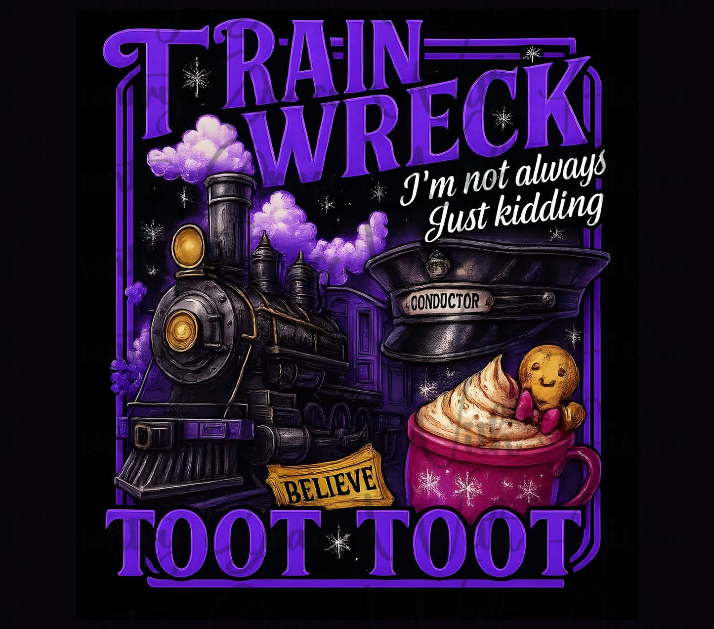 Train Wreck 20oz Skinny Tumbler Sublimation Transfer Wrap