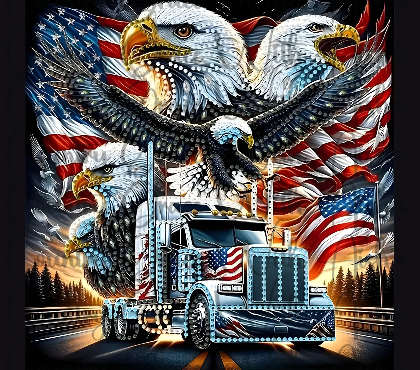 Eagle Truck Big Rig 20oz Skinny Tumbler Sublimation Transfer Wrap