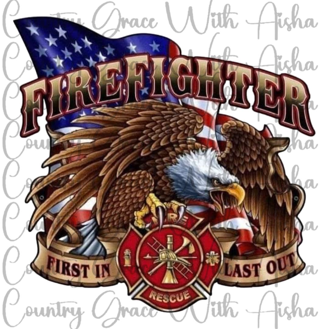 Firefighter Eagle Ready to Press Sublimation Transfer